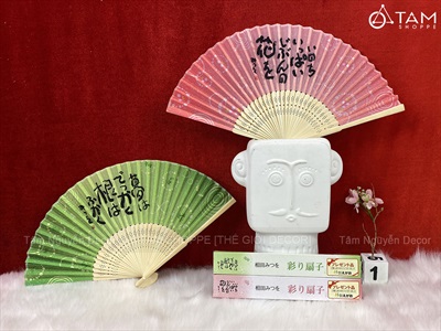 Quạt xếp cổ trang họa tiết đẹp R36cm QUAT-06